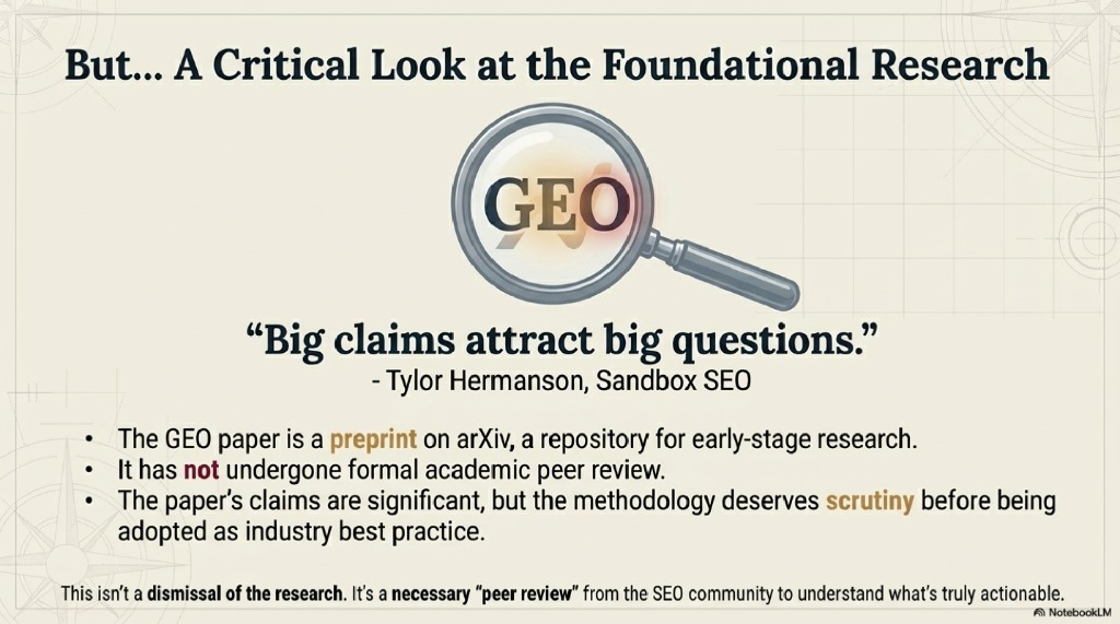 A Critical Look at GEO